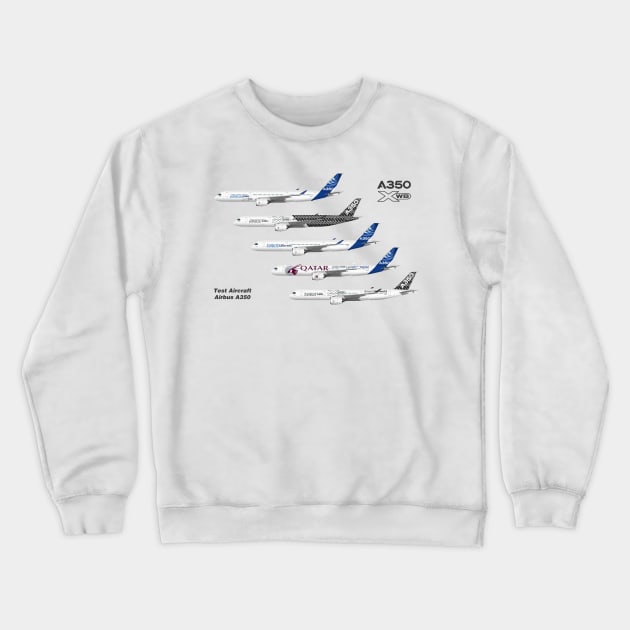 Airbus A350 Test Aircraft Fleet Crewneck Sweatshirt by SteveHClark